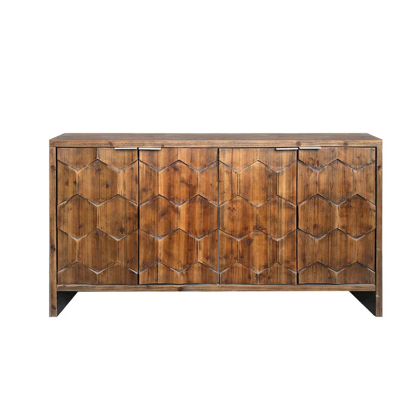 Accent Cabinet Farmhouse Style 4 Door Wooden Cabinet Sideboard Buffet Server Cabinet Storage Cabinet
