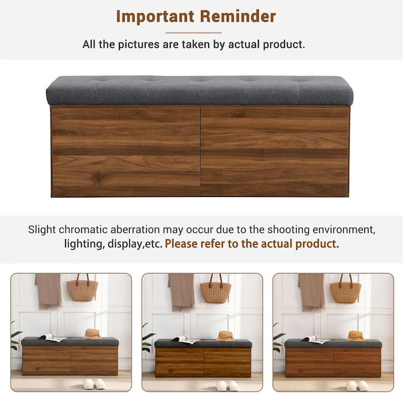 49 Shoe Storage Bench Entryway Shoe Cabinet with Cushion and Double Doors