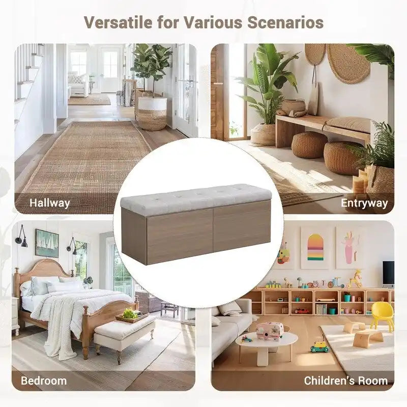 49 Shoe Storage Bench Entryway Shoe Cabinet with Cushion and Double Doors