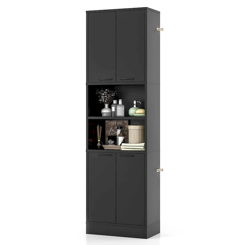75 Tall Bathroom Storage Cabinet with 4 Doors & 2 Open - See Details