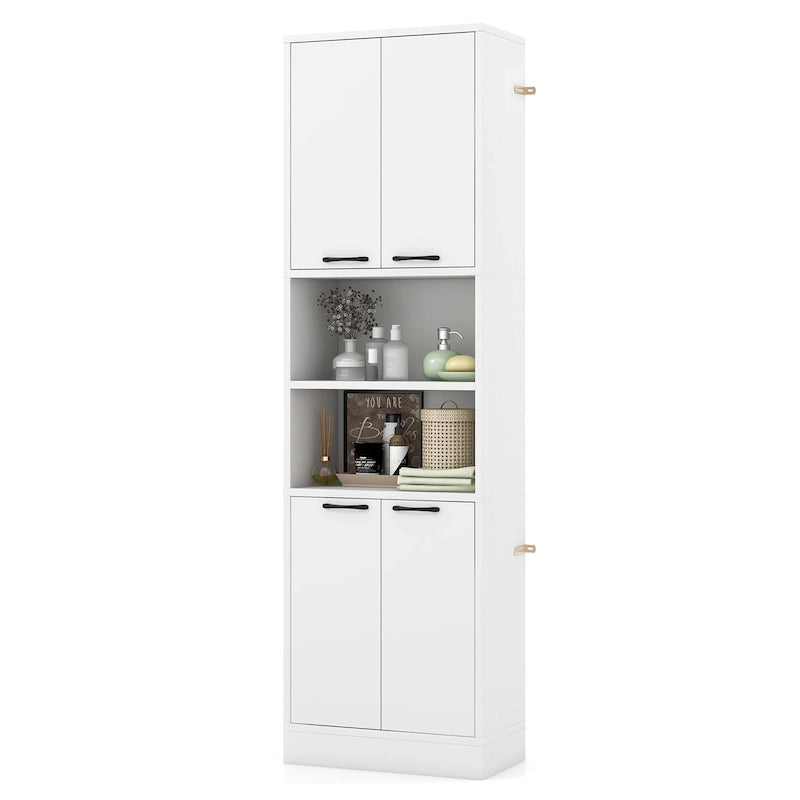 75 Tall Bathroom Storage Cabinet with 4 Doors & 2 Open - See Details