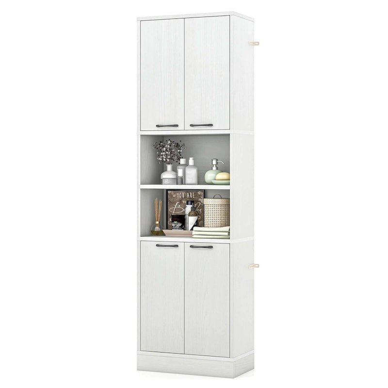 75 Tall Bathroom Storage Cabinet with 4 Doors & 2 Open - See Details