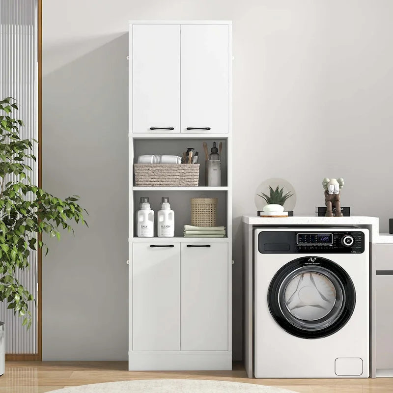 75 Tall Bathroom Storage Cabinet with 4 Doors & 2 Open - See Details