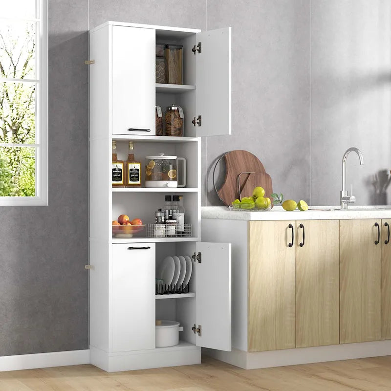 75 Tall Bathroom Storage Cabinet with 4 Doors & 2 Open - See Details