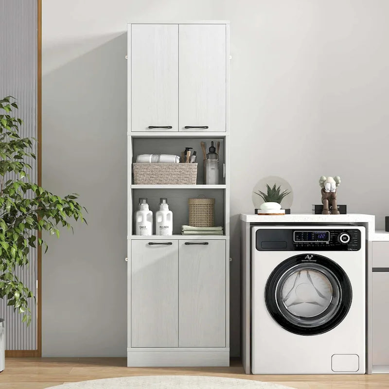75 Tall Bathroom Storage Cabinet with 4 Doors & 2 Open - See Details
