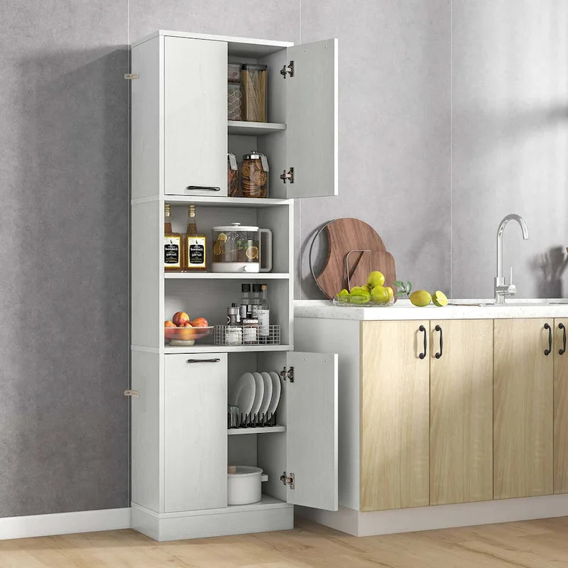 75 Tall Bathroom Storage Cabinet with 4 Doors & 2 Open - See Details