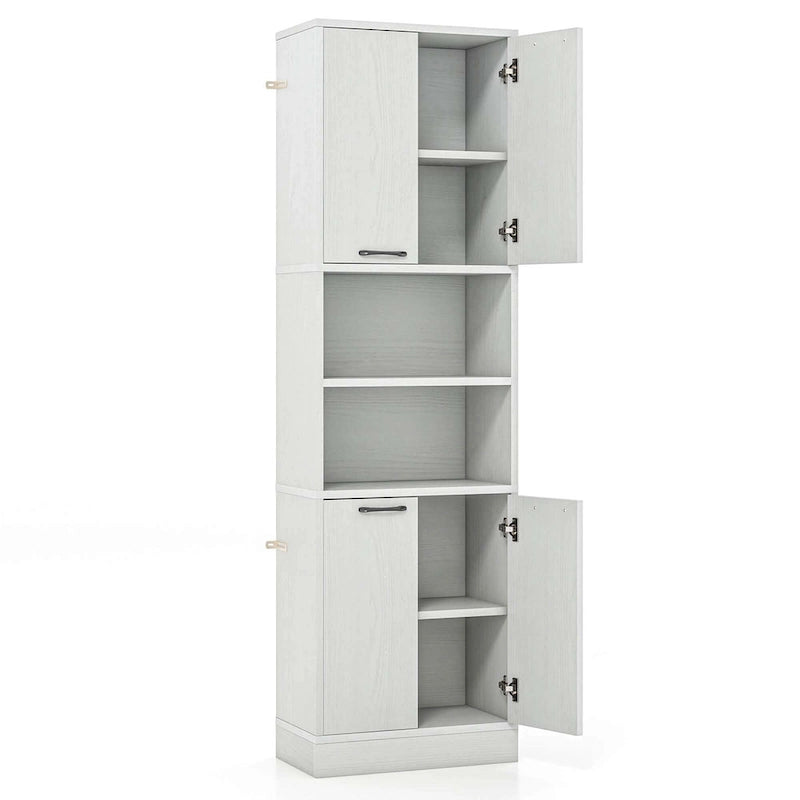 75 Tall Bathroom Storage Cabinet with 4 Doors & 2 Open - See Details