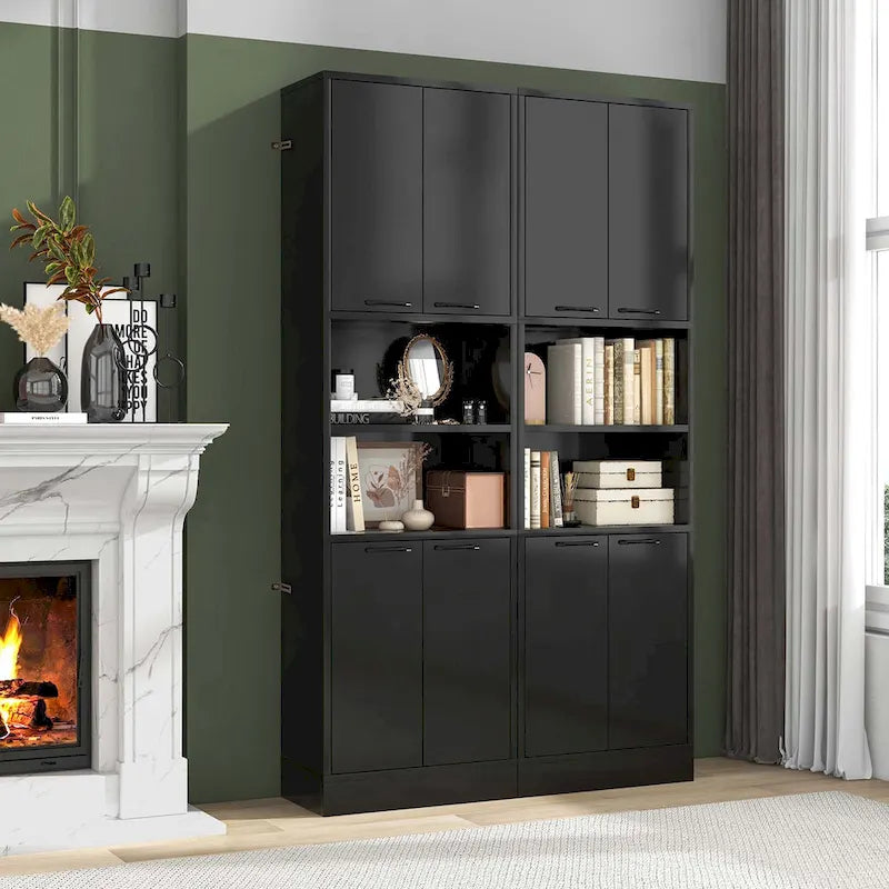 75 Tall Bathroom Storage Cabinet with 4 Doors & 2 Open - See Details