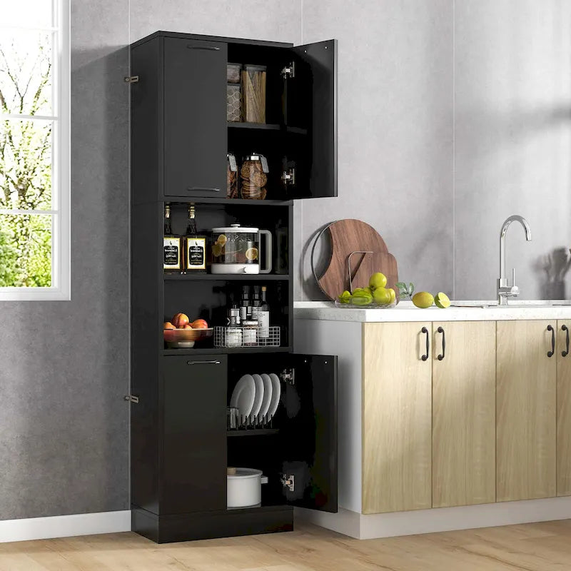 75 Tall Bathroom Storage Cabinet with 4 Doors & 2 Open - See Details