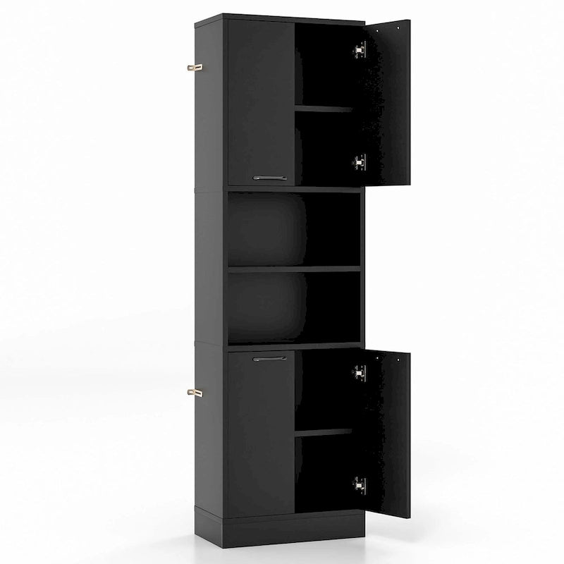 75 Tall Bathroom Storage Cabinet with 4 Doors & 2 Open - See Details