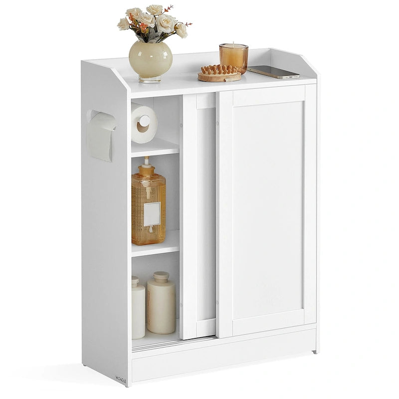 Bathroom Cabinet with Smooth Sliding Doors and Adjustable Shelves Perfect for Bathroom Assesories - 23.6L x 7.9W x 31.5H