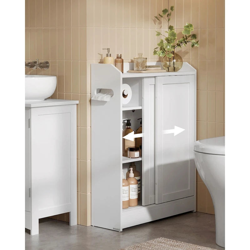 Bathroom Cabinet with Smooth Sliding Doors and Adjustable Shelves Perfect for Bathroom Assesories - 23.6L x 7.9W x 31.5H