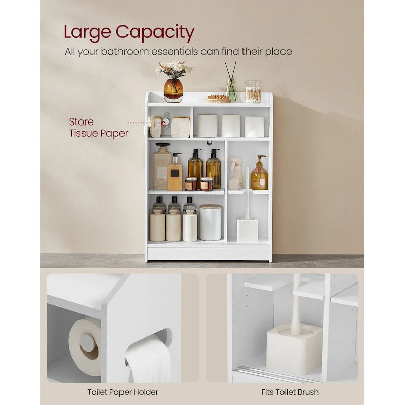 Bathroom Cabinet with Smooth Sliding Doors and Adjustable Shelves Perfect for Bathroom Assesories - 23.6L x 7.9W x 31.5H