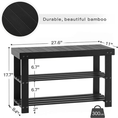 3-Tier Shoe Rack Bench - 11D x 27.6W x 17.7H