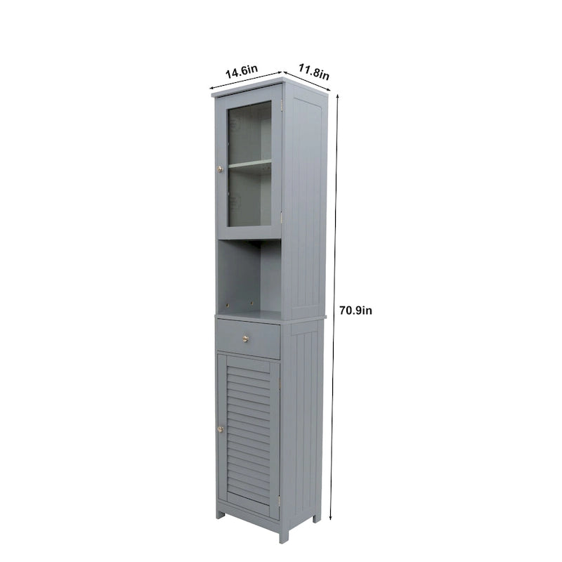 70.9 H Bathroom Storage Cabinet with 2 Doors & 1 Drawer,Freestanding Storage Tower