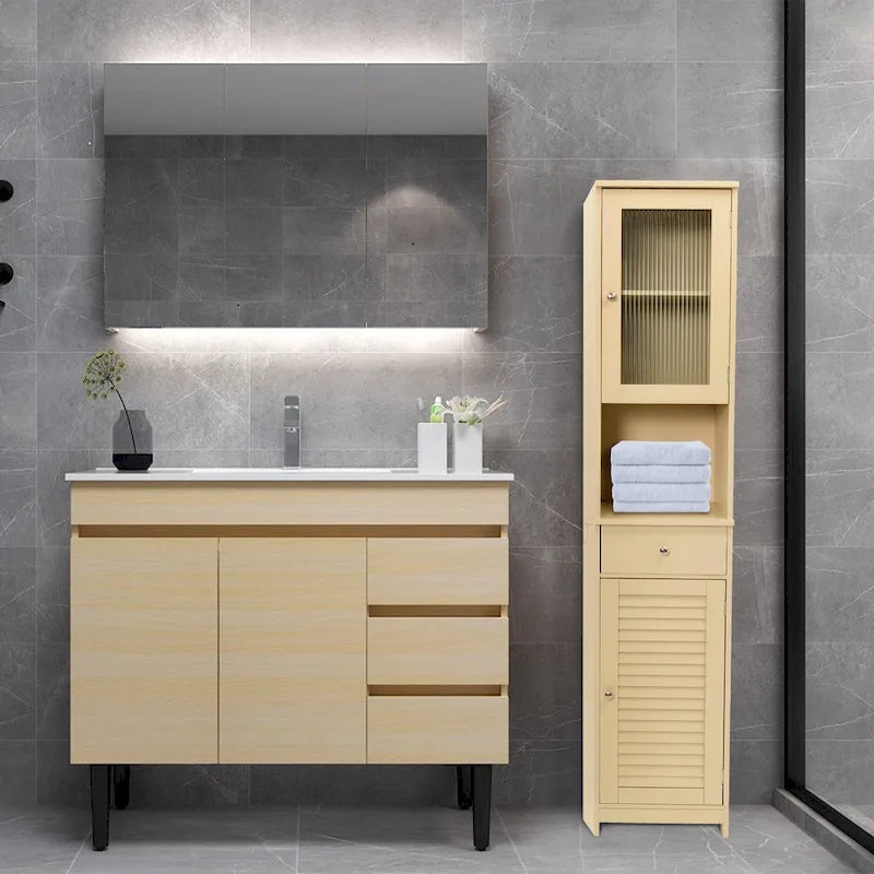 70.9 H Bathroom Storage Cabinet with 2 Doors & 1 Drawer,Freestanding Storage Tower