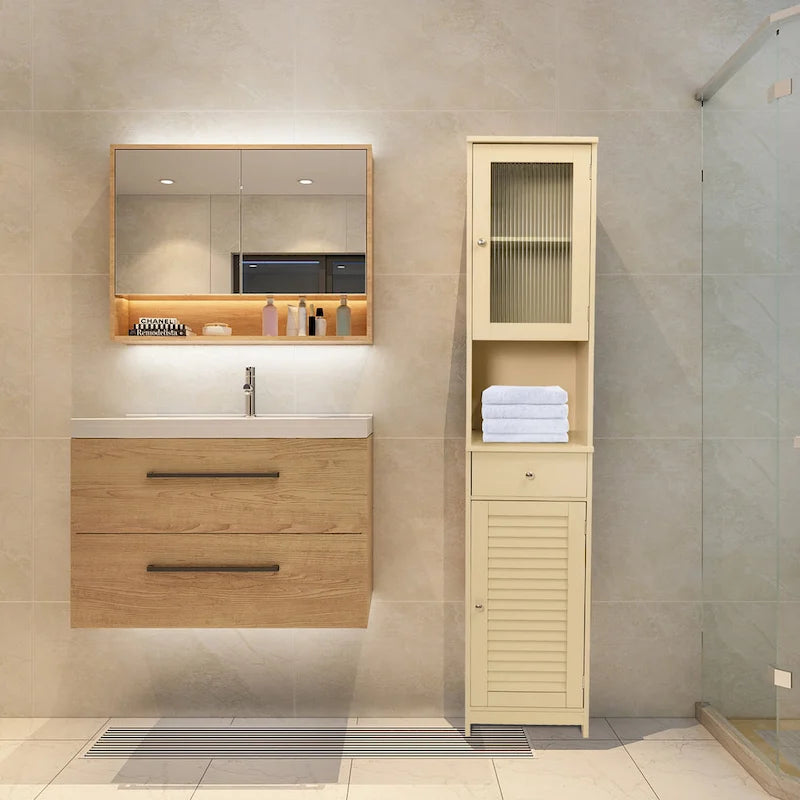 70.9 H Bathroom Storage Cabinet with 2 Doors & 1 Drawer,Freestanding Storage Tower