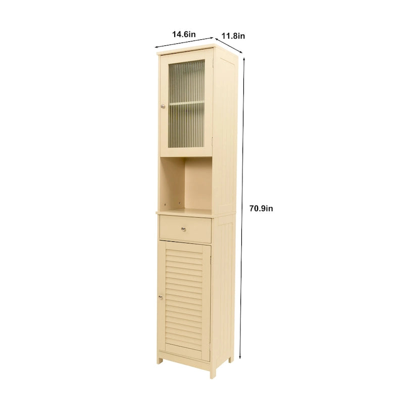 70.9 H Bathroom Storage Cabinet with 2 Doors & 1 Drawer,Freestanding Storage Tower