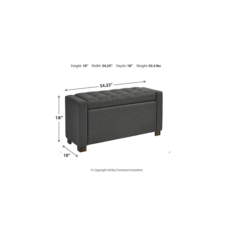 Dark Grey Storage Bench - 54W x 18D x 18H