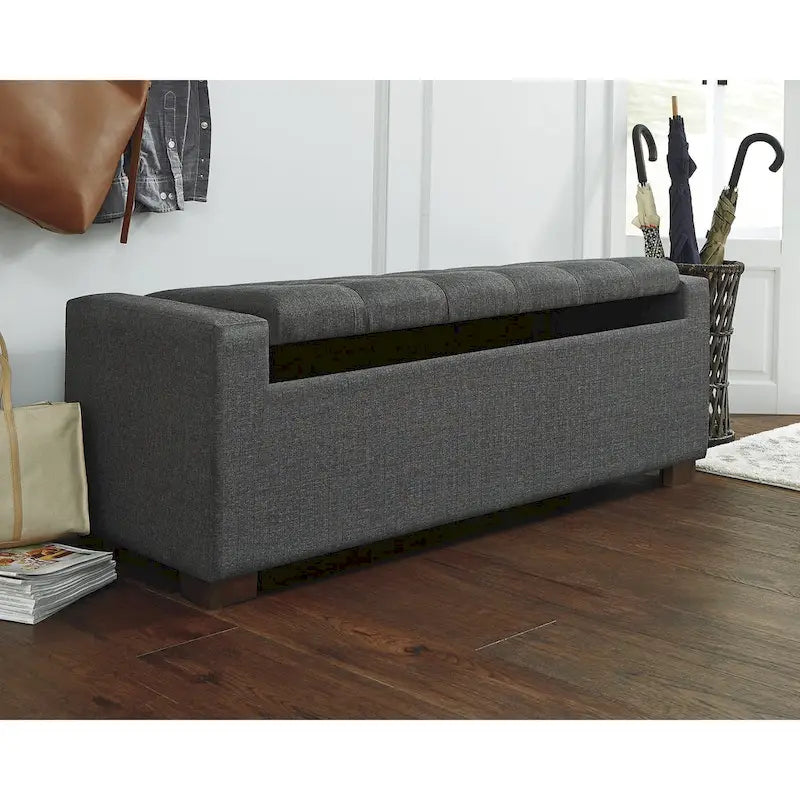 Dark Grey Storage Bench - 54W x 18D x 18H