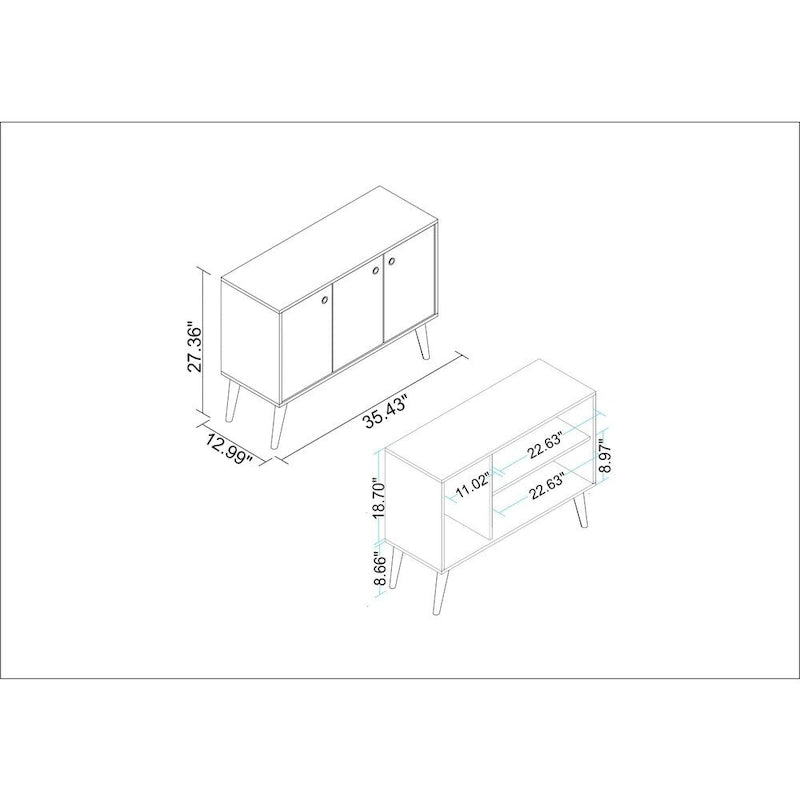 35.43 Buffet Stand with 3 Shelves and 3 Doors