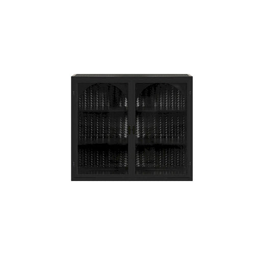 27.56Glass Doors Modern Two-door Wall Cabinet with Featuring Three-tier Storage - N/A