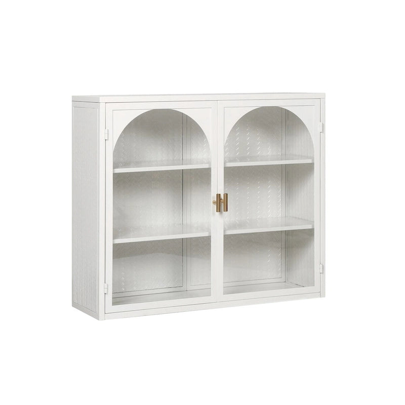 27.56Glass Doors Modern Two-door Wall Cabinet with Featuring Three-tier Storage - N/A