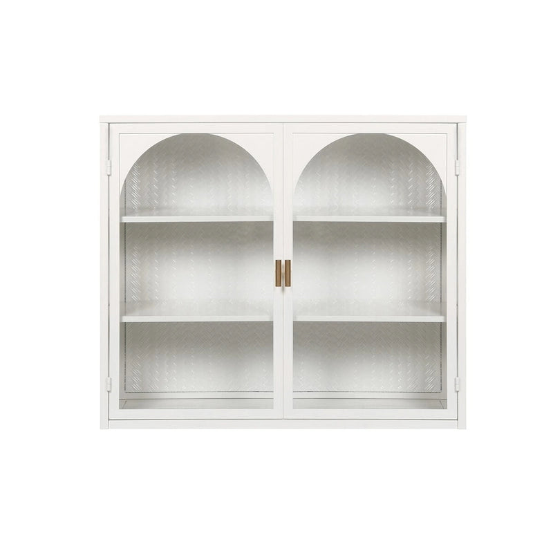 27.56Glass Doors Modern Two-door Wall Cabinet with Featuring Three-tier Storage - N/A