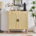 Kitchen Sideboard Storage Cabinet with Rattan Decorative Doors