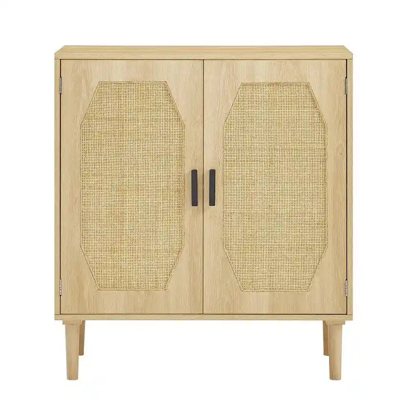 Kitchen Sideboard Storage Cabinet with Rattan Decorative Doors