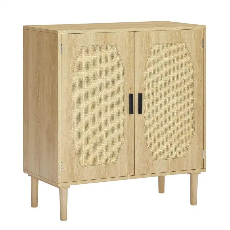 Kitchen Sideboard Storage Cabinet with Rattan Decorative Doors