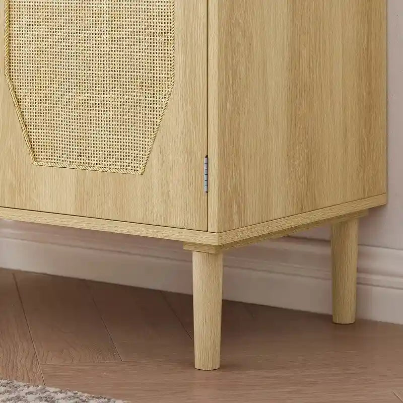 Kitchen Sideboard Storage Cabinet with Rattan Decorative Doors