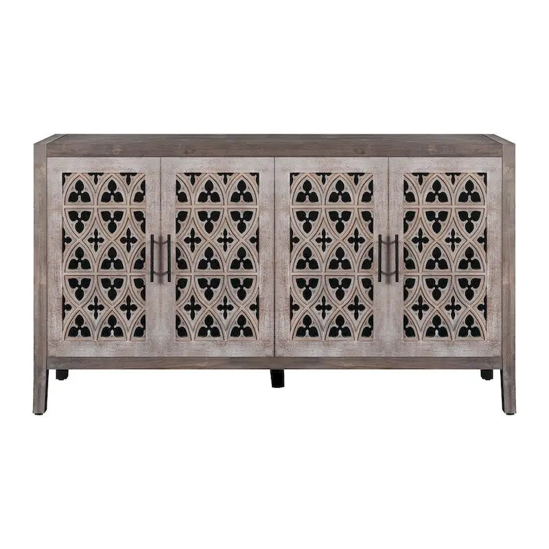 American Country Style Hollow Four Door Antique Cabinet