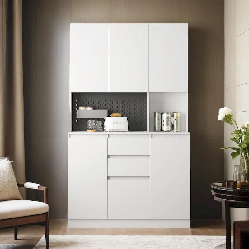 74 Freestanding Kitchen Pantry Cabinet Cupboard with 6 Doors,3 Shelves and 2 Drawer,Versatile Wardrobe & Kitchen Cabinet