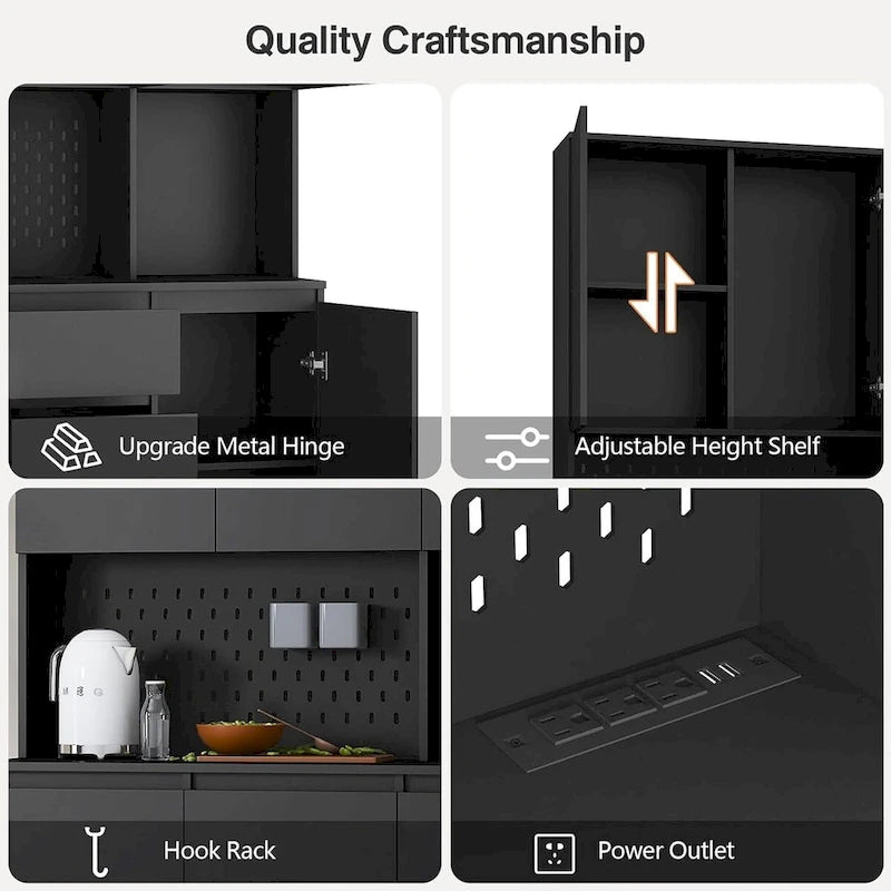 74 Freestanding Kitchen Pantry Cabinet Cupboard with 6 Doors,3 Shelves and 2 Drawer,Versatile Wardrobe & Kitchen Cabinet