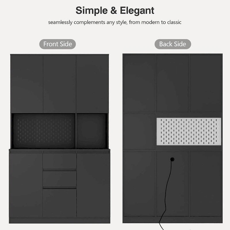 74 Freestanding Kitchen Pantry Cabinet Cupboard with 6 Doors,3 Shelves and 2 Drawer,Versatile Wardrobe & Kitchen Cabinet