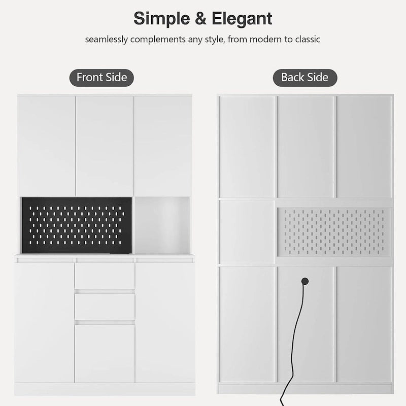 74 Freestanding Kitchen Pantry Cabinet Cupboard with 6 Doors,3 Shelves and 2 Drawer,Versatile Wardrobe & Kitchen Cabinet