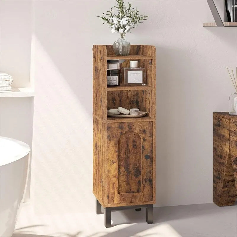 Bathroom Storage Cabinet Small Corner Floor Cabinet with Door and Shelves - 7.87D x 7.87W x 32.65H