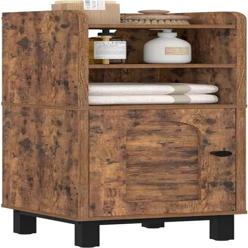 Bathroom Storage Cabinet Small Corner Floor Cabinet with Door and Shelves - 7.87D x 7.87W x 32.65H