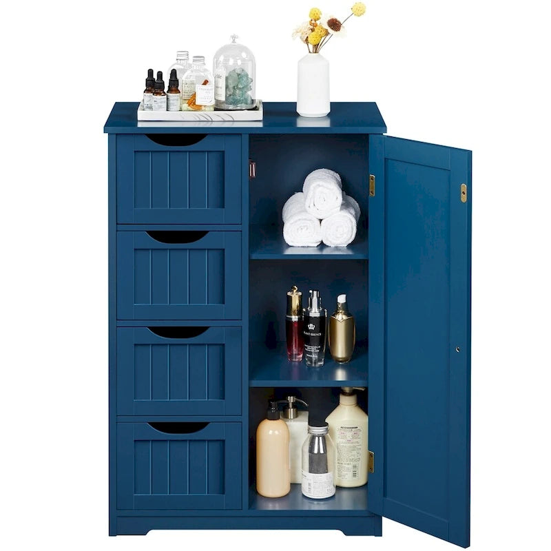 4-Tier Wooden Bathroom Floor Cabinet for Bathroom Kitchen - N/A