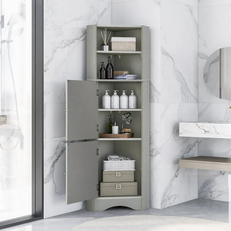 Freestanding Tall Bathroom Corner Cabinet