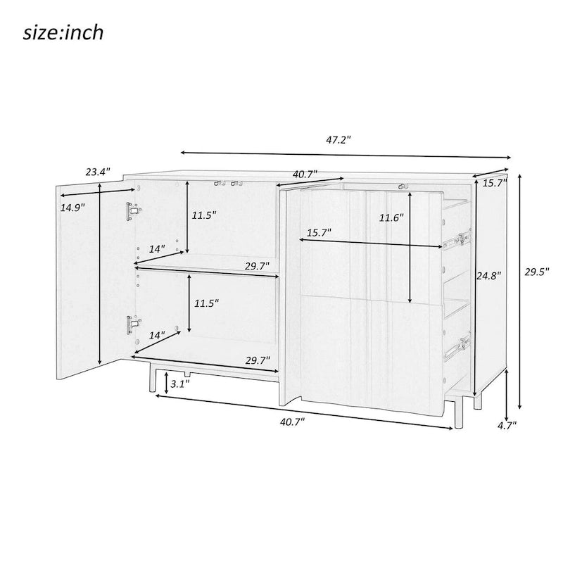 29.50 in. H Storage Cabinet with Adjustable Shelves - 47.20 x 15.7