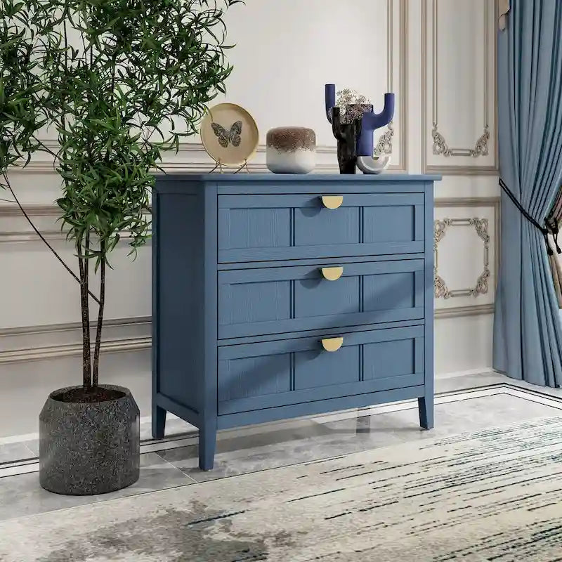 Blue 30.31 in. H Storage Cabinet with 3 Drawer and Anti-slip mats - 31.50 x 14.96